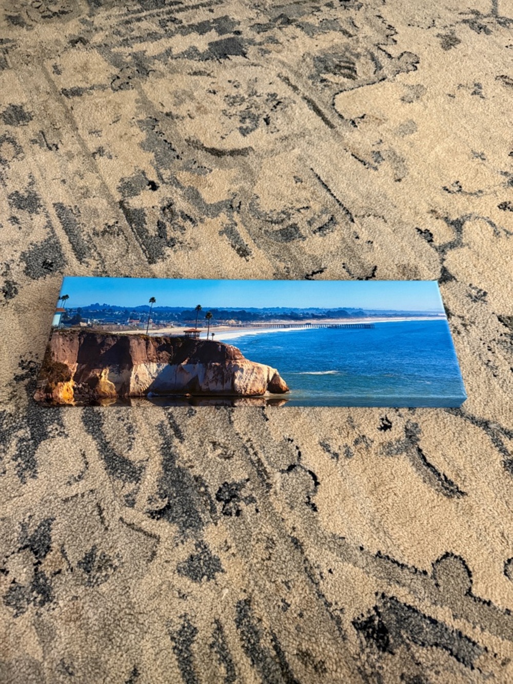 Coastal Cliff Canvas Wall Art - Blue Ocean Panorama